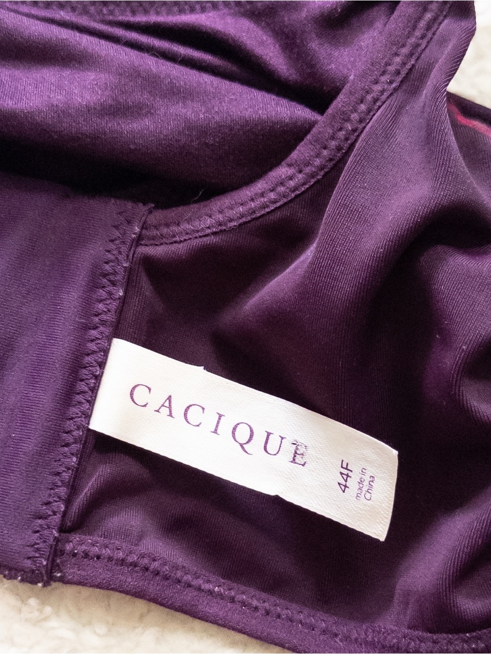 Cacique 44F Purple Floral Front Closure Bra Plus Size Underwire Like New - Picture 4 of 7
